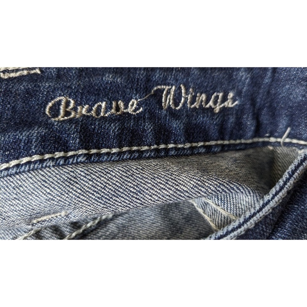 Cowgirl Tuff Women Jeans 26/33 Brave Wings Feather Embroidered Western Festival - Picture 11 of 12